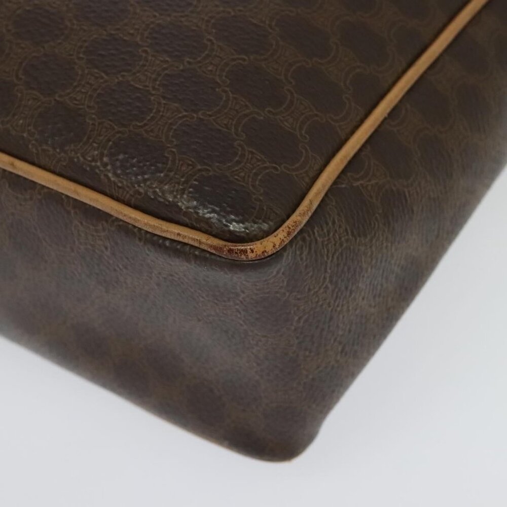 Authentic CELINE Macadam Canvas Shoulder Bag PVC Leather Brown Gold - Picture 8 of 16